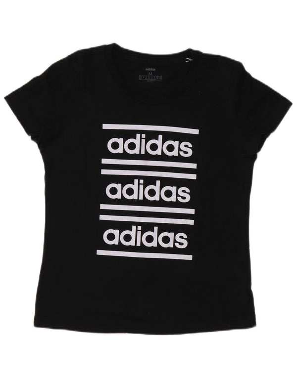 Adidas Damen Graphic T-Shirt Top UK 12/14 Medium Schwarz