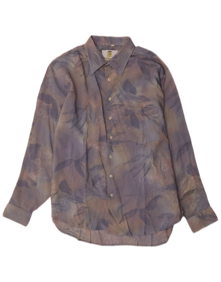 VINTAGE Herrenhemd, groß, mehrfarbig, Blumenmuster, Viskose