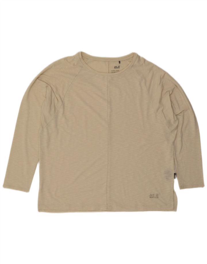 Jack Wolfskin Damen Top Langarm UK 18 XL Beige geflecktes Polyester