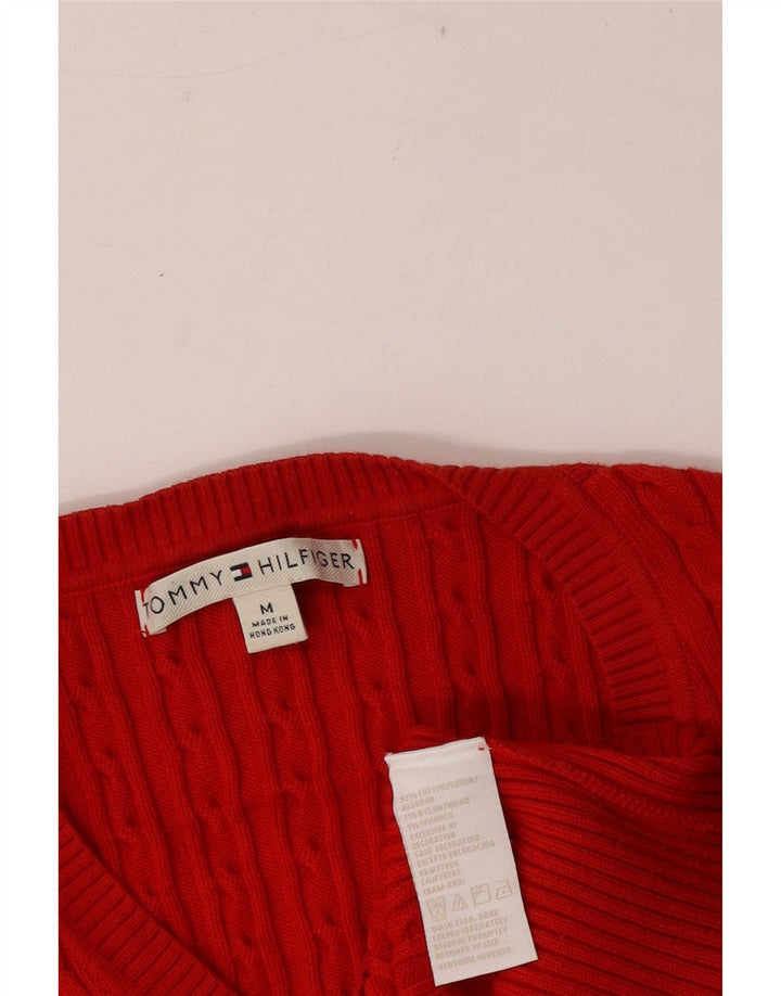 Tommy Hilfiger Damen-Pullover mit normaler Passform und V-Ausschnitt, Gr. 12, Mittelrot
