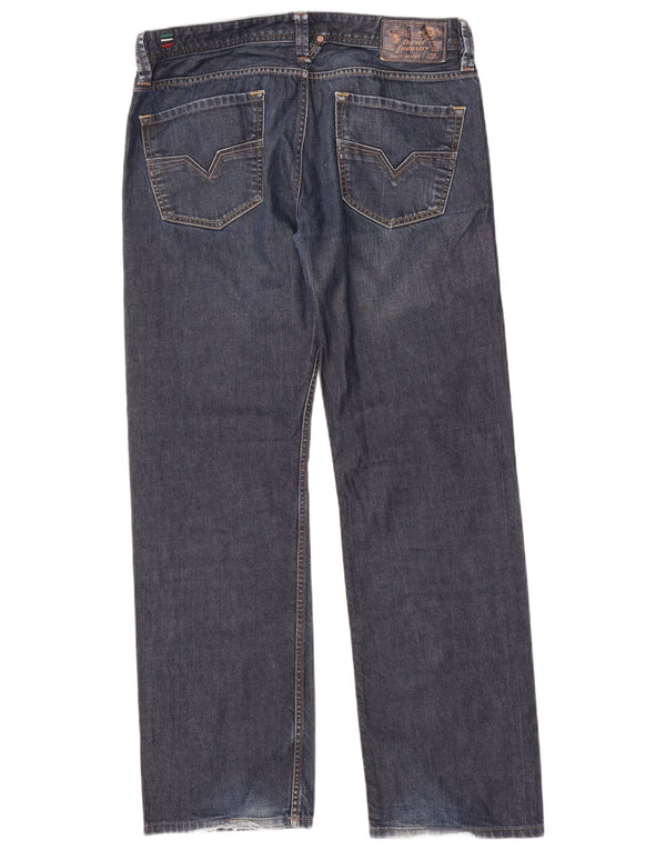 Diesel Herren Straight Jeans W34 L32 Marineblaue Baumwolle
