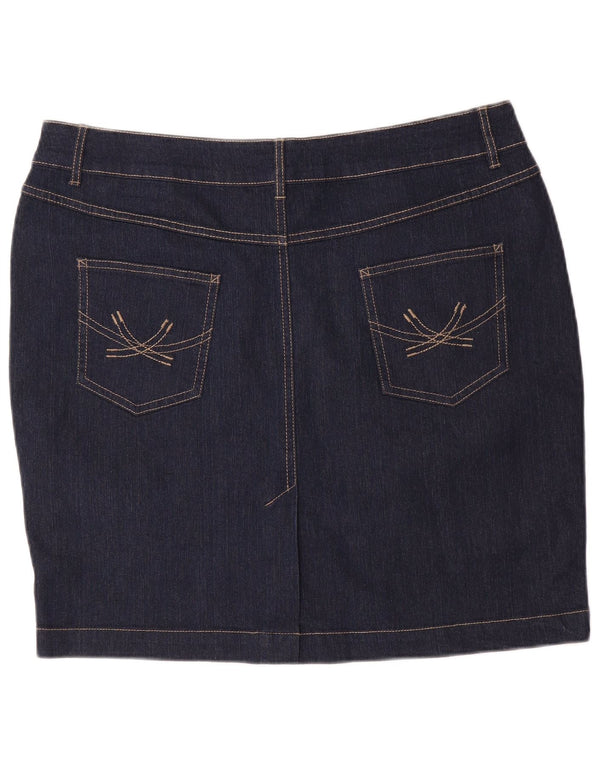MARKS & SPENCER Damen Mini-Jeansrock UK 16 Large W36 Marineblaue Baumwolle