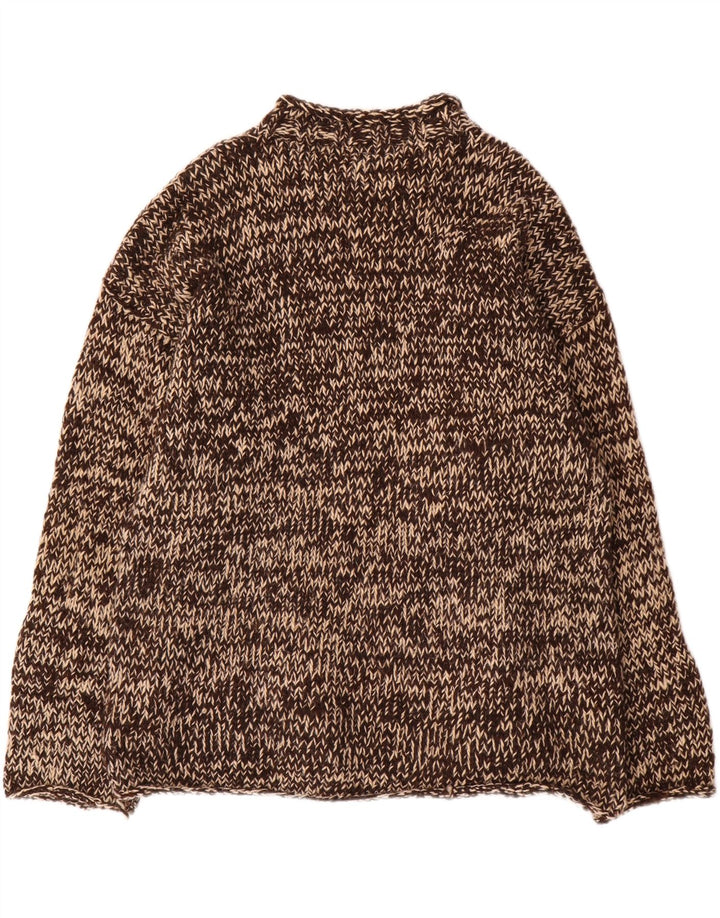 Pachamama Herren-Pullover mit Rollkragen, handgefertigt, groß, braun gesprenkelte Wolle
