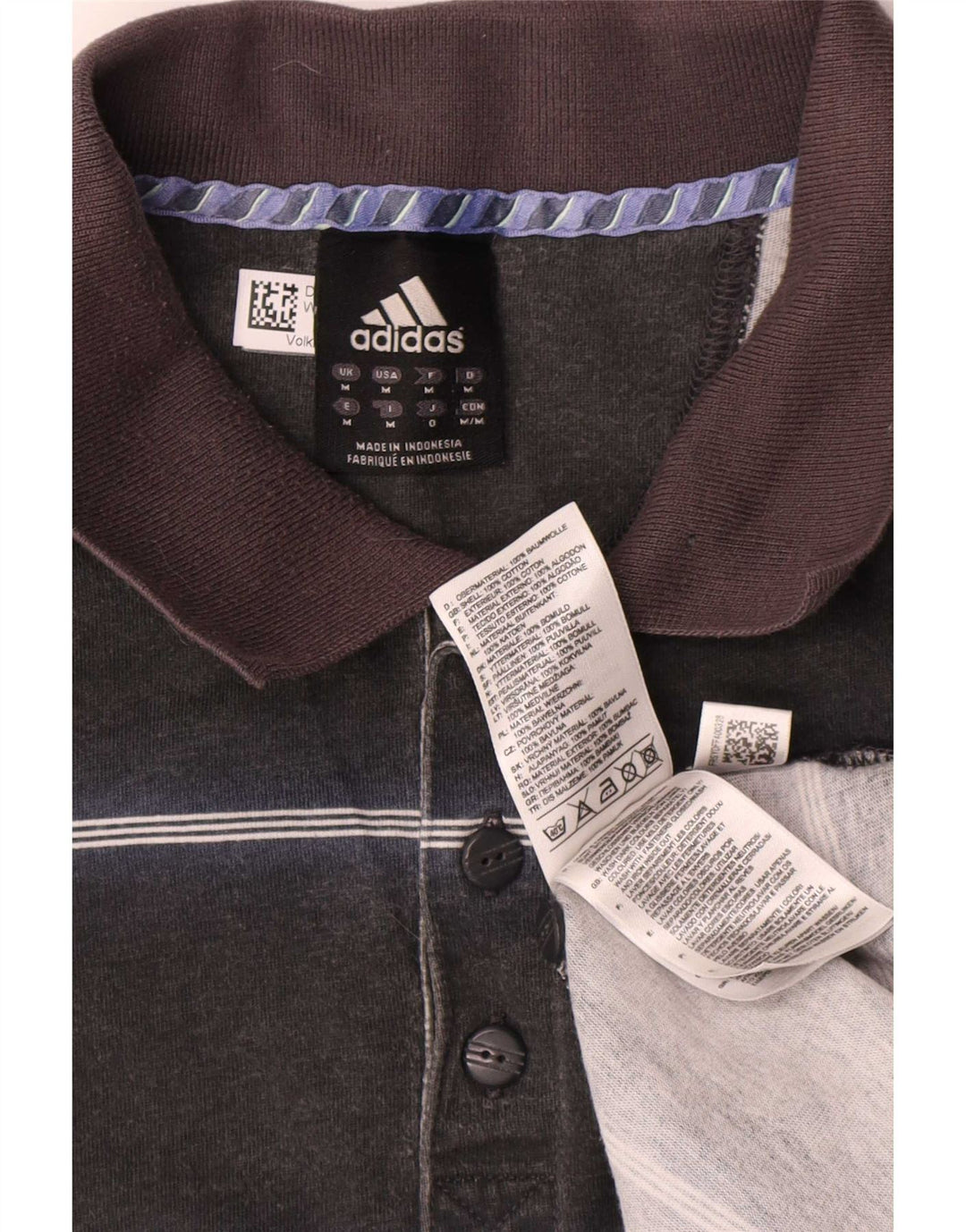 Adidas Herren Poloshirt Medium Schwarz Gestreifte Baumwolle