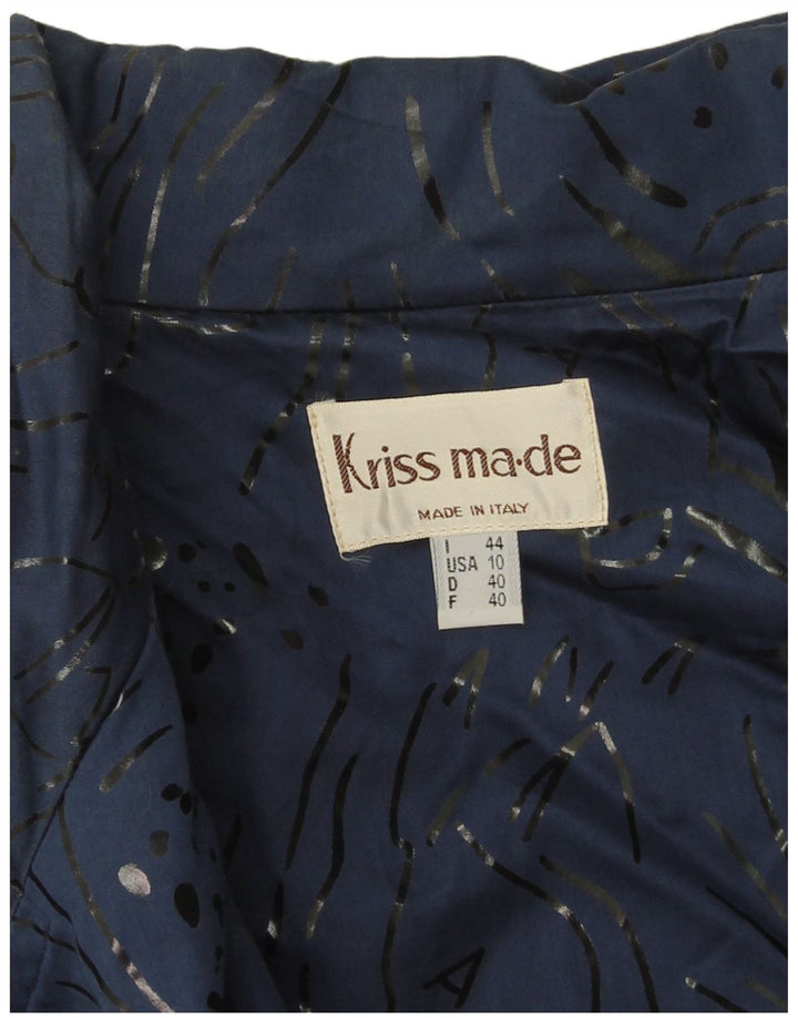 Vintage Damen Übergroße Utility-Jacke EU 40 Mittelblauer Tierdruck