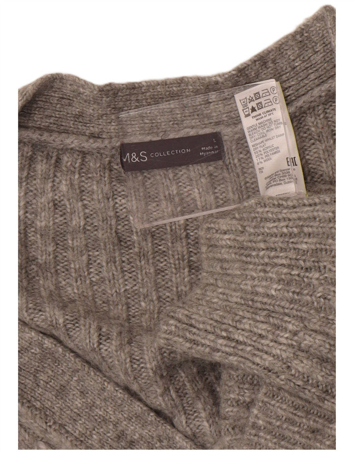 Marks & Spencer Damen Crop Oversized Cardigan Pullover UK 16 Large Grau