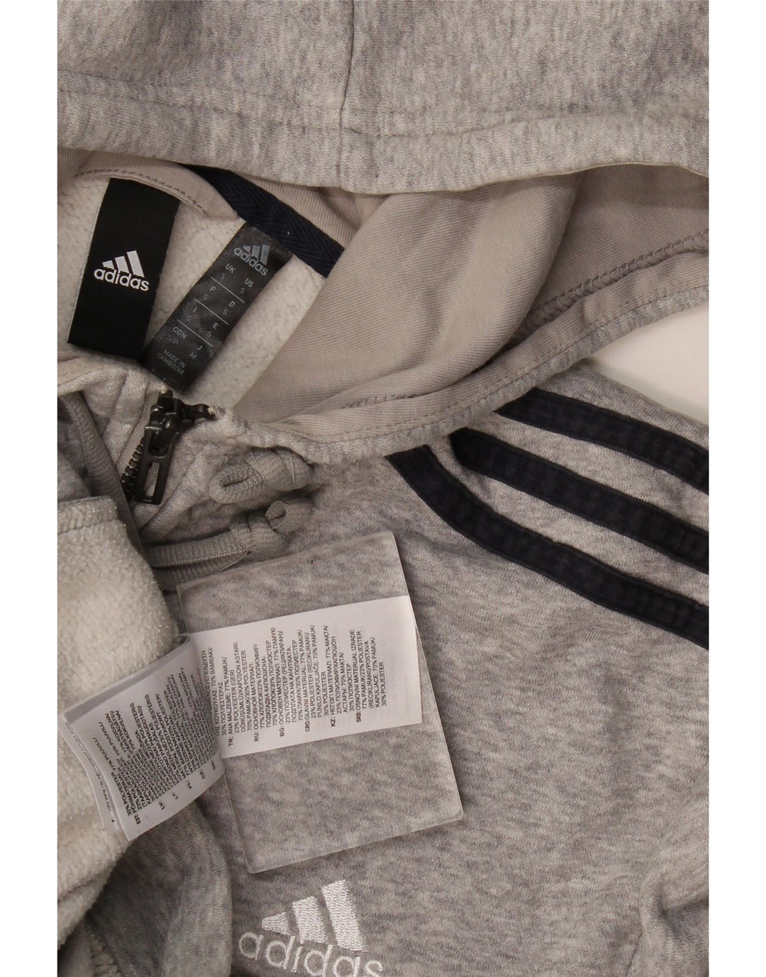 Adidas Herren Zip Hoodie Pullover Kleine graue Baumwolle