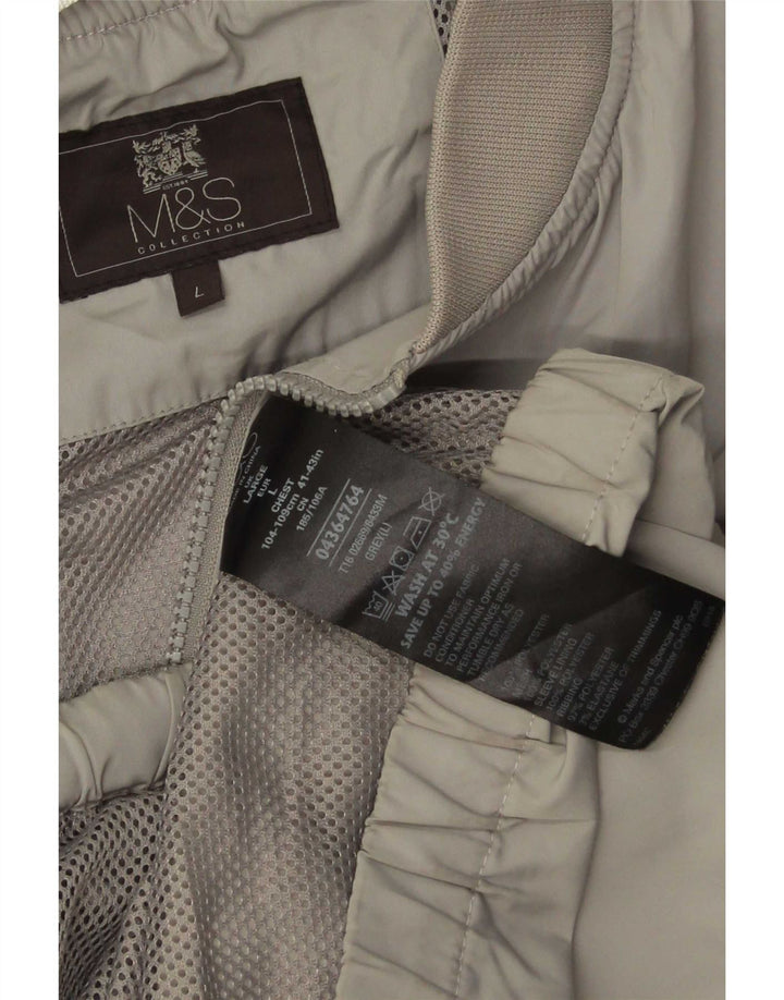Marks & Spencer Herren Bomberjacke UK 40 Large Grau Polyester
