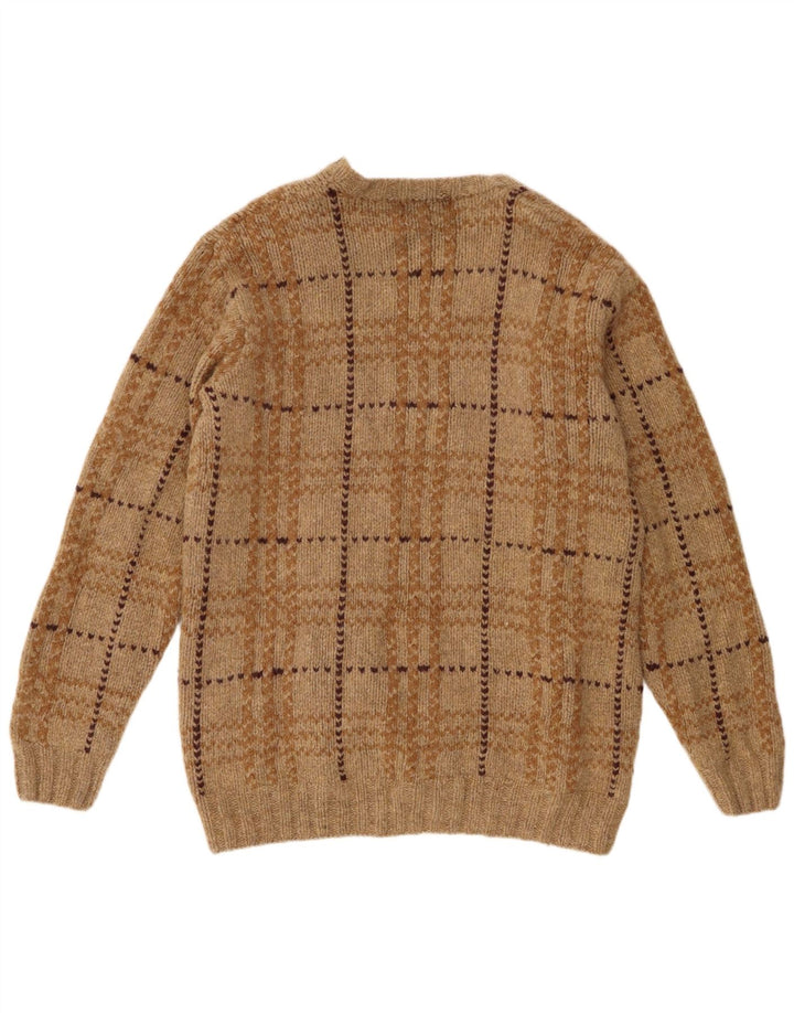Eddie Bauer Herren-Pullover mit Rundhalsausschnitt, XL, braun karierte Lammwolle