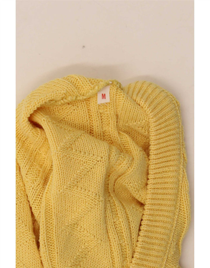 Vintage Damen Übergroßer V-Ausschnitt Pullover Pullover UK 14 Mittelgelbe Baumwolle