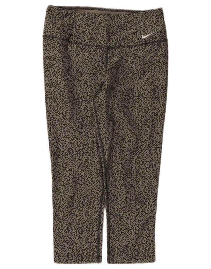 Nike Damen Dri Fit Capri-Leggings mit abstraktem Muster, UK 10, Größe S, Grau