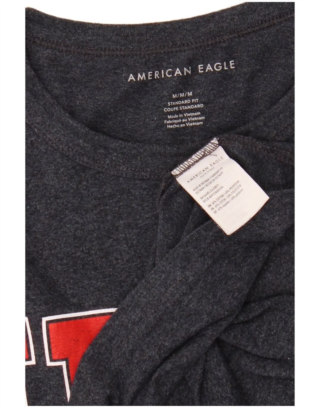 AMERICAN EAGLE Herren Coupe Standard Grafik T-Shirt Top Medium Marineblau