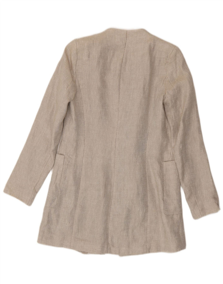 Zara Womens Open Overcoat UK 10 Small Beige Leinen