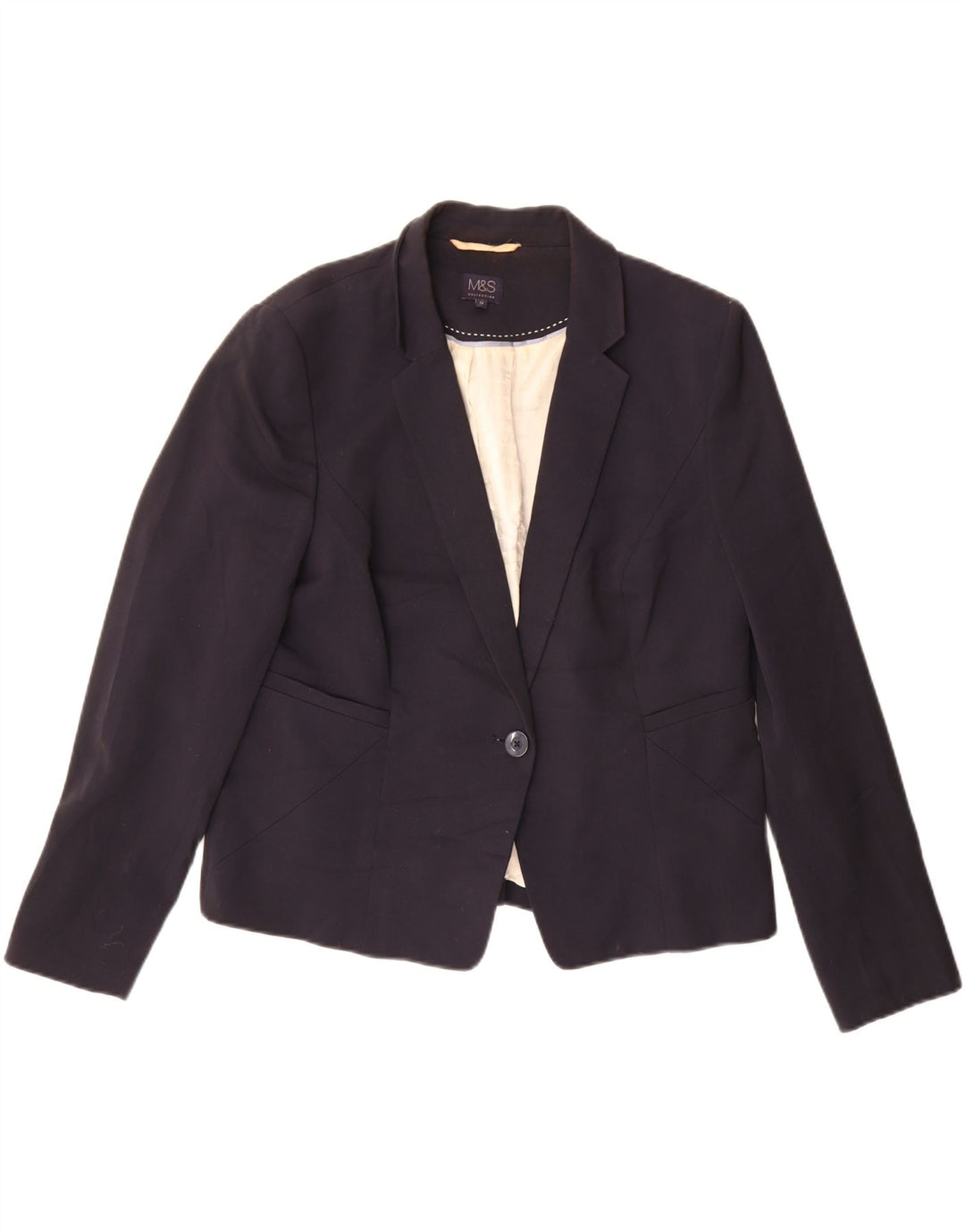 Marks & Spencer Damen-Blazer mit 1 Knopf, UK 18, XL, Marineblau, Polyester
