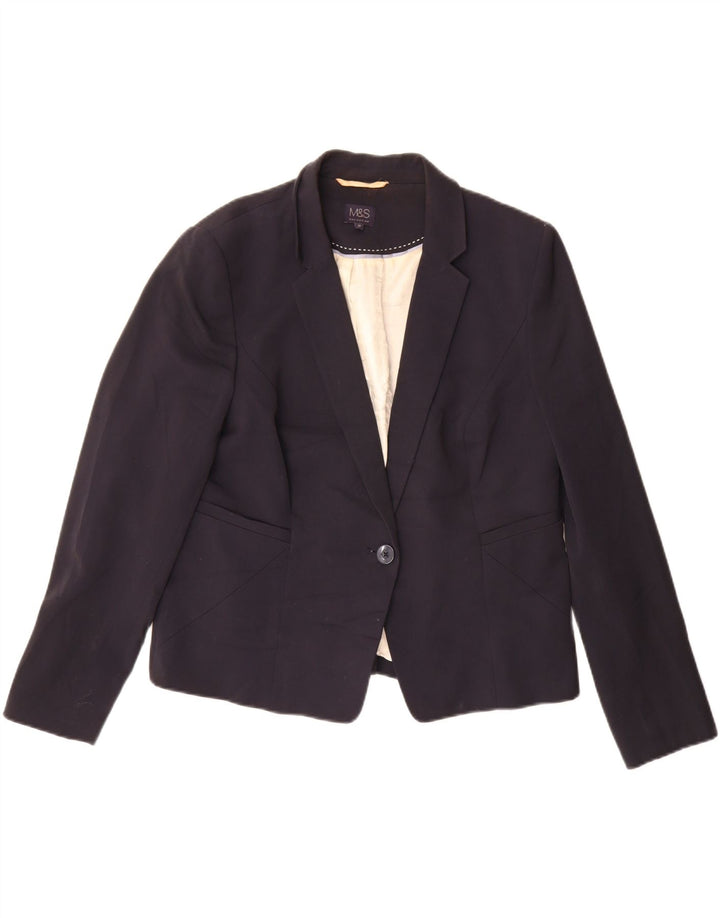 Marks & Spencer Damen-Blazer mit 1 Knopf, UK 18, XL, Marineblau, Polyester