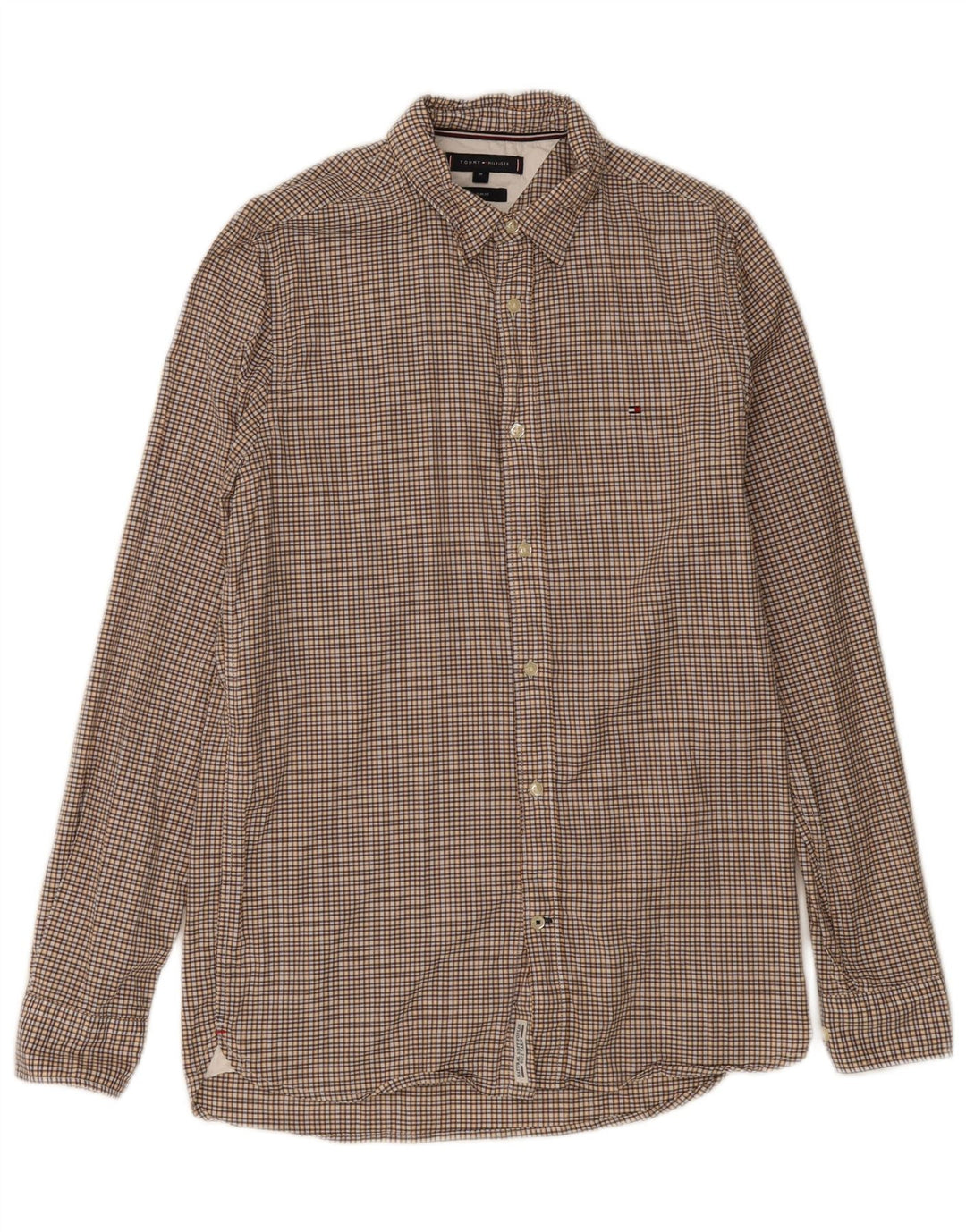 TOMMY HILFIGER Herren-Slim-Fit-Hemd aus mittelgelber Gingham-Baumwolle