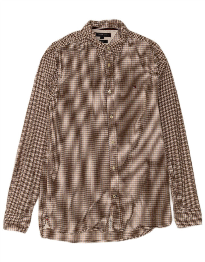 TOMMY HILFIGER Herren-Slim-Fit-Hemd aus mittelgelber Gingham-Baumwolle