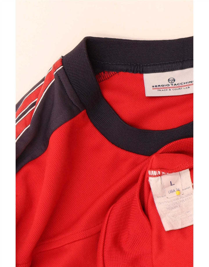 Sergio Tacchini Herren-Sweatshirt mit Grafik, groß, rot, Farbblock