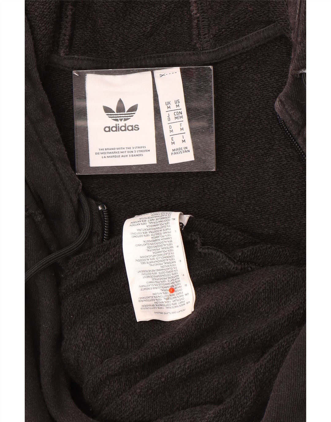 Adidas Herren-Kapuzenpullover mit Reißverschluss, mittelschwarz, Baumwolle
