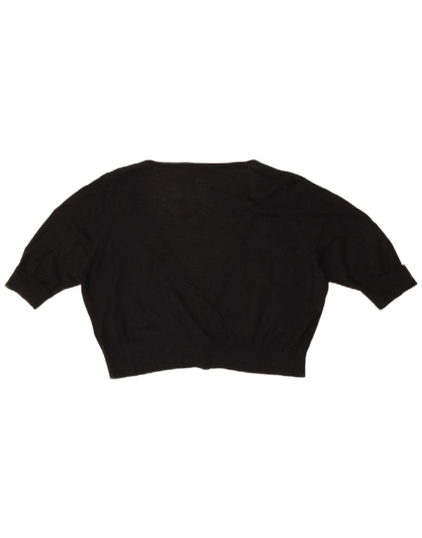 Marks & Spencer Damen Crop Cardigan Pullover UK 18 XL Schwarz Baumwolle