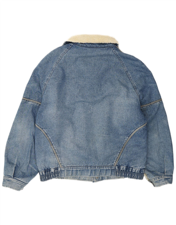 VINTAGE Herren Denim Sherpa Jacke UK 42 XL Blau