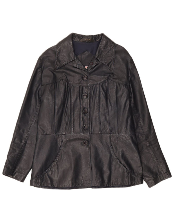 Vintage Damen Lederjacke IT 46 Großes schwarzes Leder
