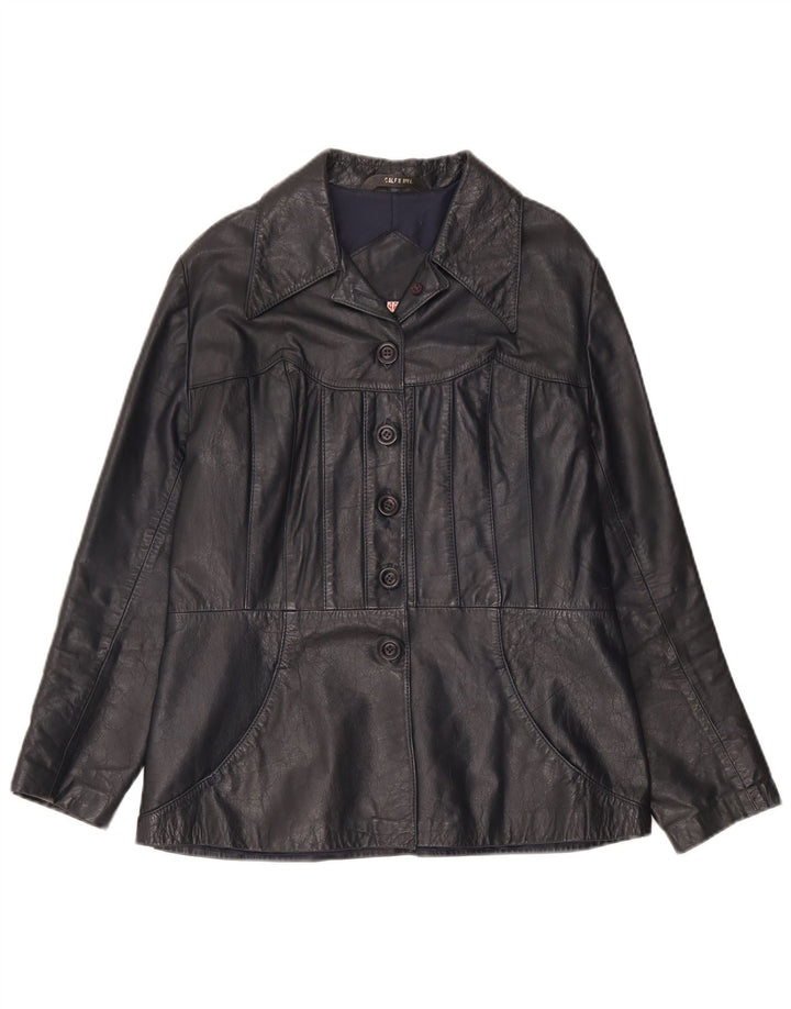 Vintage Damen Lederjacke IT 46 Großes schwarzes Leder