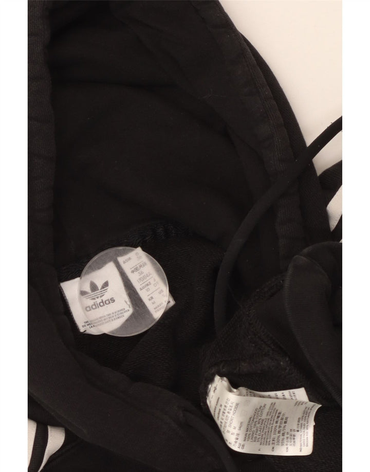 ADIDAS Damen Crop Oversized Hoodie Pullover UK 10 Small Schwarz Baumwolle