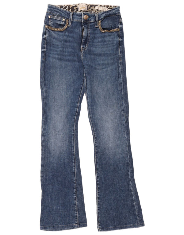 Guess Bootcut-Jeans mit hohem Bund für Damen, W28, L28, blaue Baumwolle
