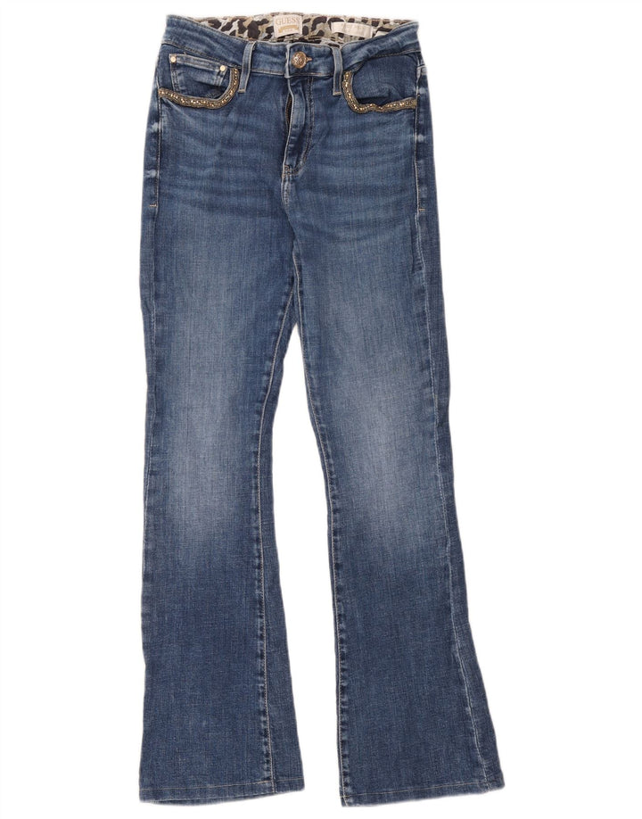 Guess Bootcut-Jeans mit hohem Bund für Damen, W28, L28, blaue Baumwolle