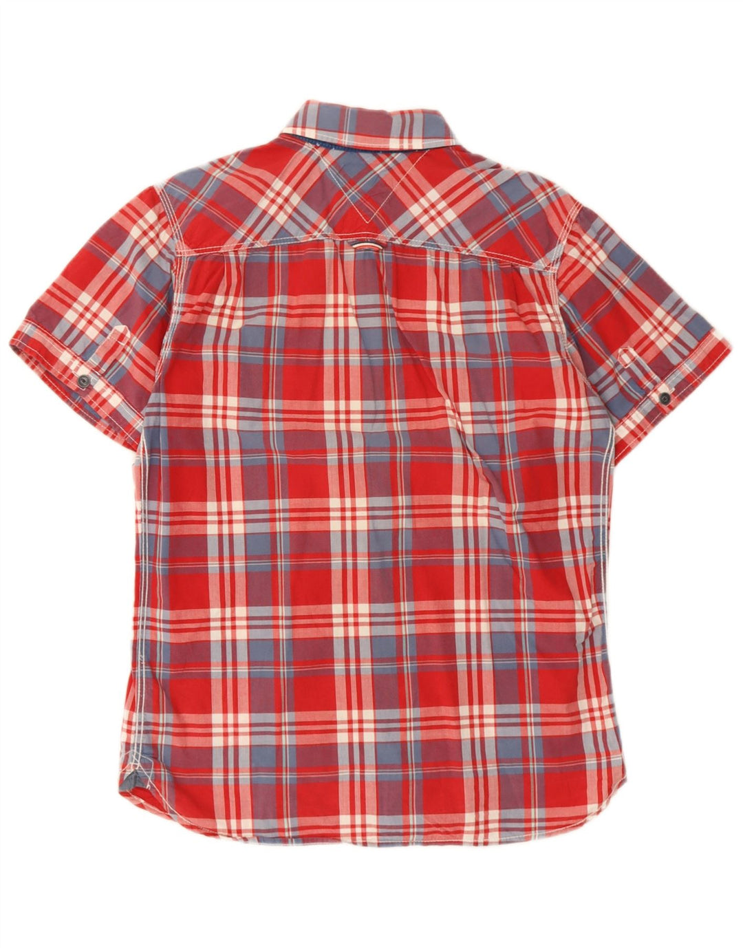 Tommy Hilfiger Herren-Kurzarmhemd, klein, rot kariert, Baumwolle