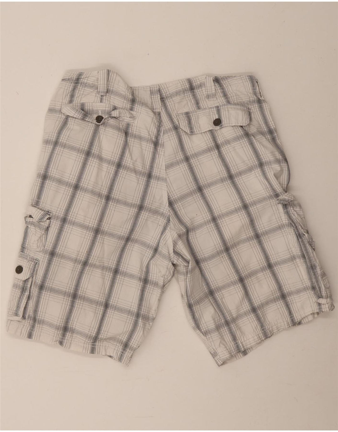 Lee Herren Latzhose Cargoshorts W38 XL weiß karierte Baumwolle