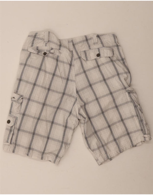 Lee Herren Latzhose Cargoshorts W38 XL weiß karierte Baumwolle
