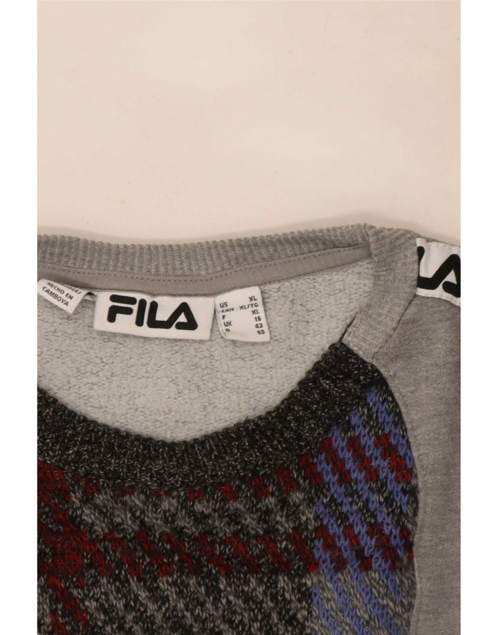 Fila Damen Grafik-Sweatshirt-Pullover UK 16 Large Grau Farbblock