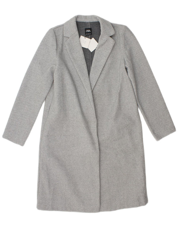 Zara Womens Open Overcoat UK 14 Mittelgraues Polyester