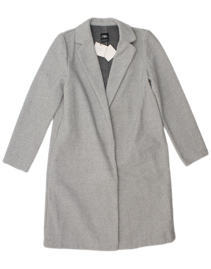 Zara Womens Open Overcoat UK 14 Mittelgraues Polyester