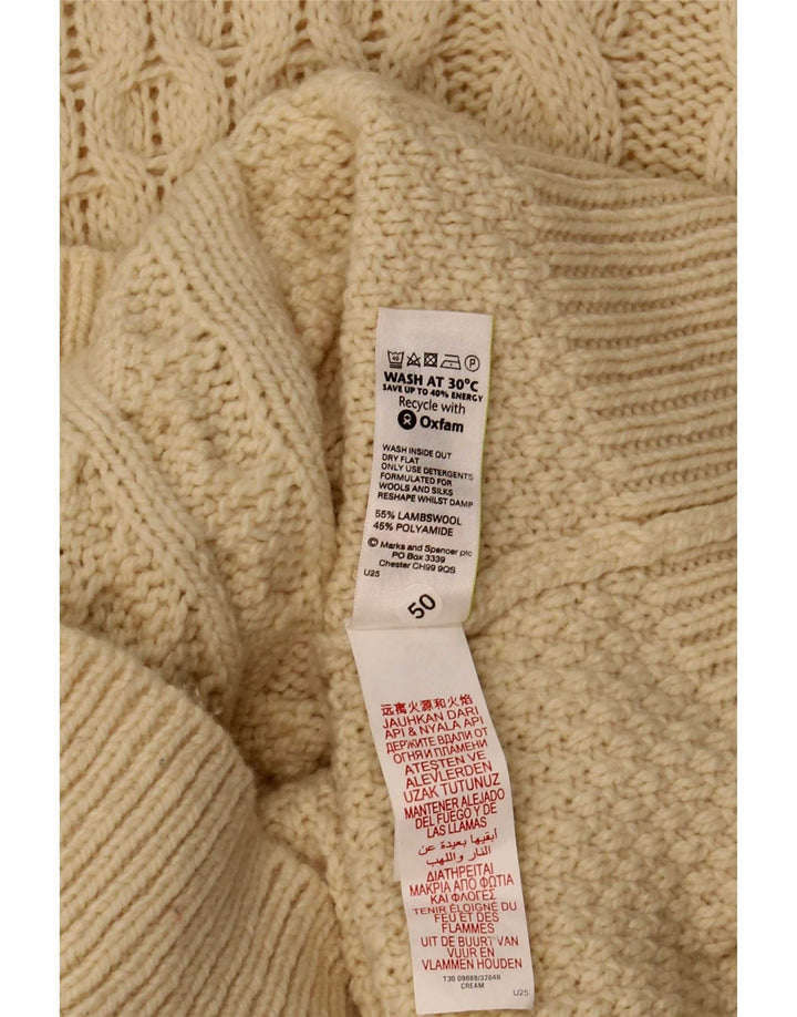 Marks & Spencer Herren-Pullover mit Rundhalsausschnitt, groß, beige Lammwolle