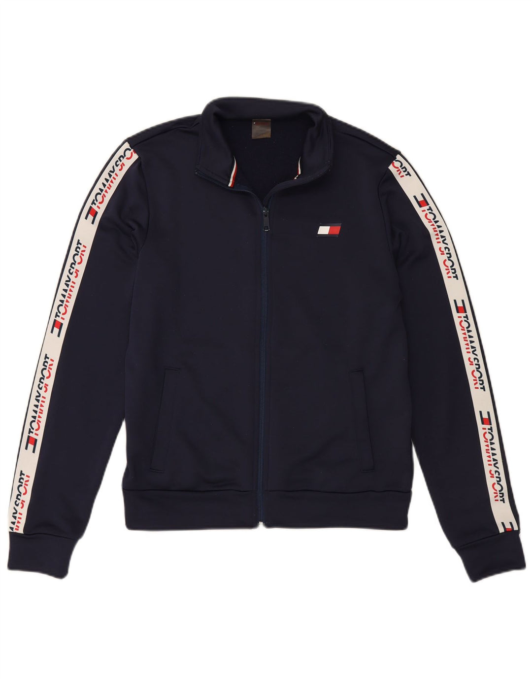 TOMMY HILFIGER Herren-Trainingsanzug-Oberteil, Jacke, klein, Marineblau, Farbblock