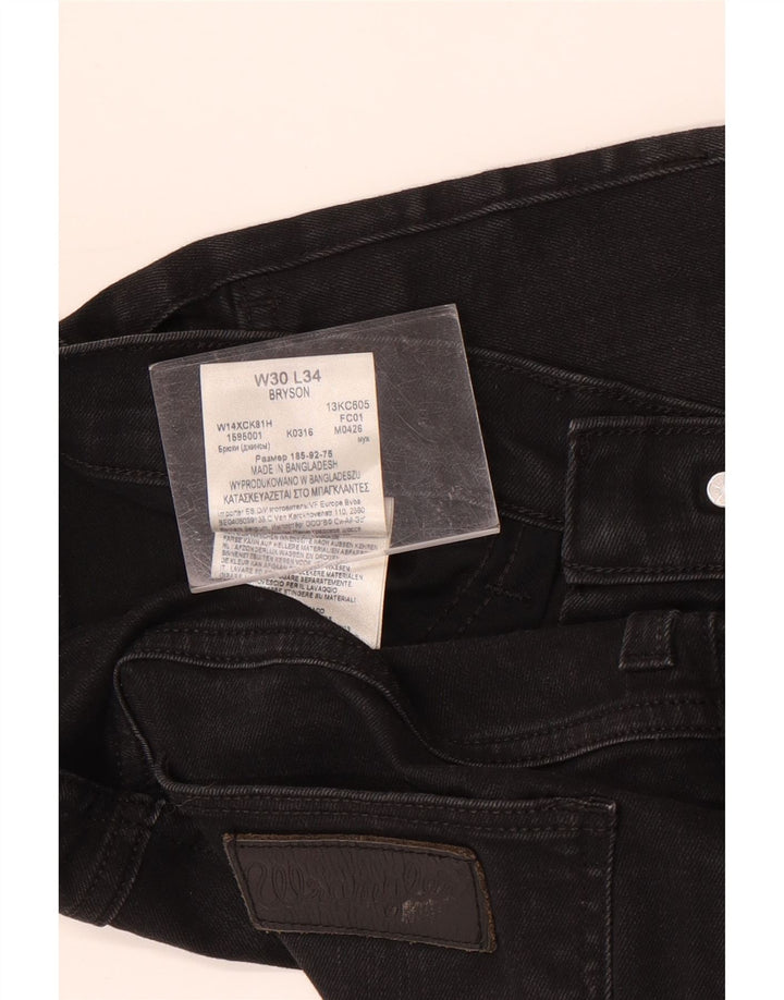 Wrangler Herren Bryson Slim Jeans W30 L28 Schwarze Baumwolle