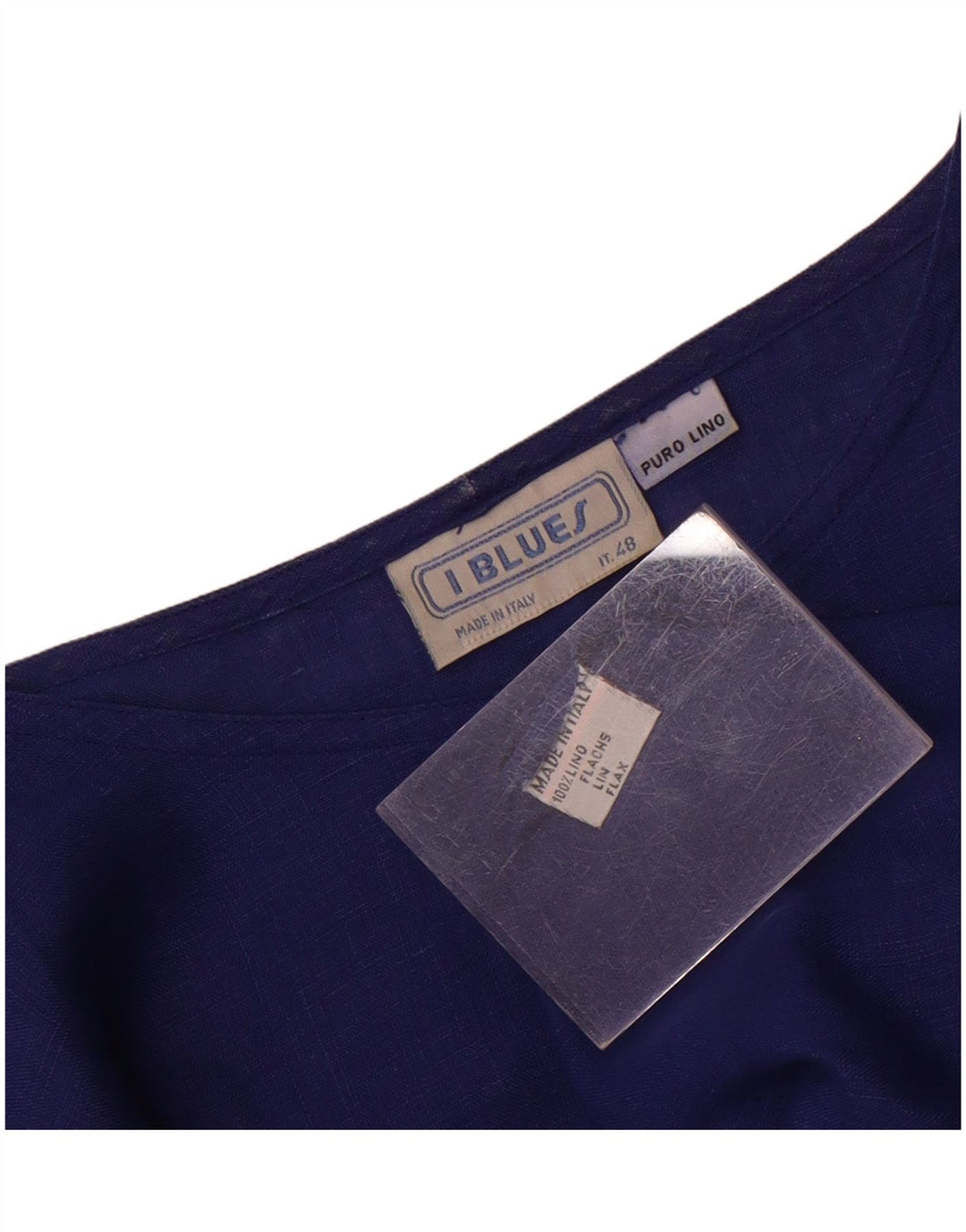 i Blues Damen Bluse Top IT 48 XL Blaues Leinen