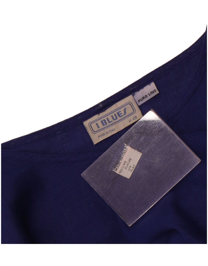 i Blues Damen Bluse Top IT 48 XL Blaues Leinen