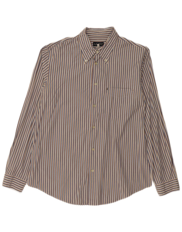 Armani Jeans Herrenhemd, groß, mehrfarbig, gestreift, Baumwolle