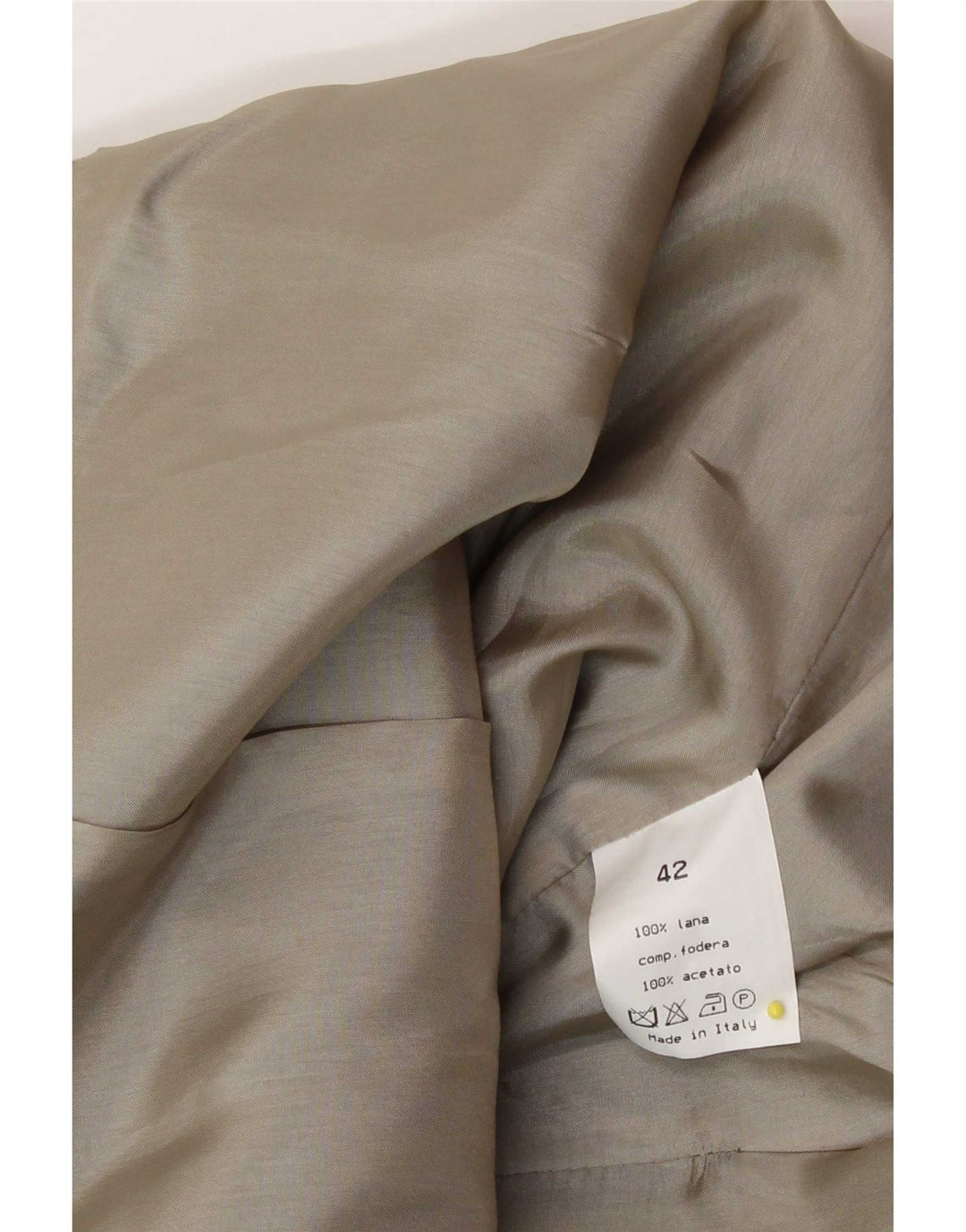 Vintage Damen Zweireiher Blazer Jacke IT 42 Mittelbeige Wolle