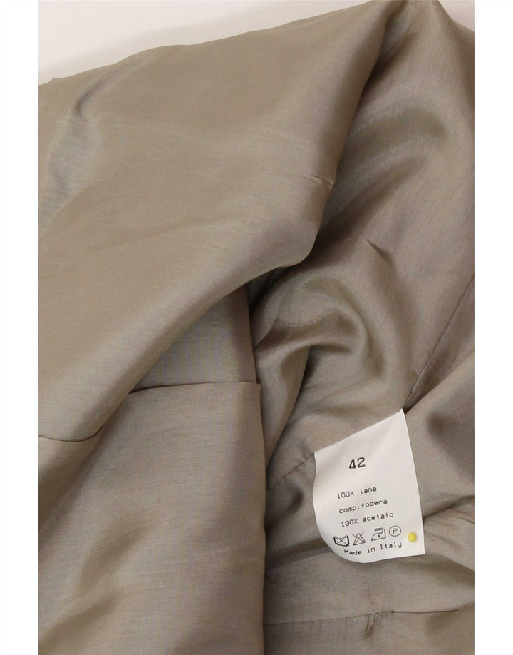 Vintage Damen Zweireiher Blazer Jacke IT 42 Mittelbeige Wolle