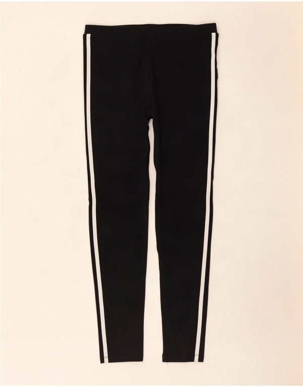 Adidas Damen Leggings UK 12 Medium Schwarz Baumwolle