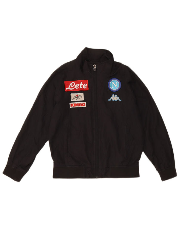 Kappa Jungen Grafik-Trainingsanzug-Top-Jacke, 7–8 Jahre, schwarzes Polyester