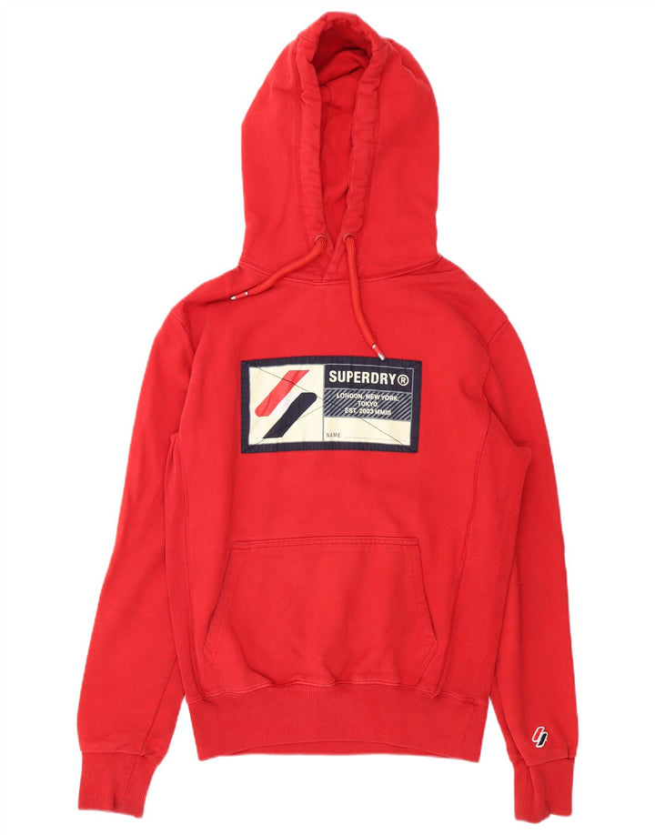 Superdry Herren-Kapuzenpullover mit Grafik, Größe L, aus roter Baumwolle
