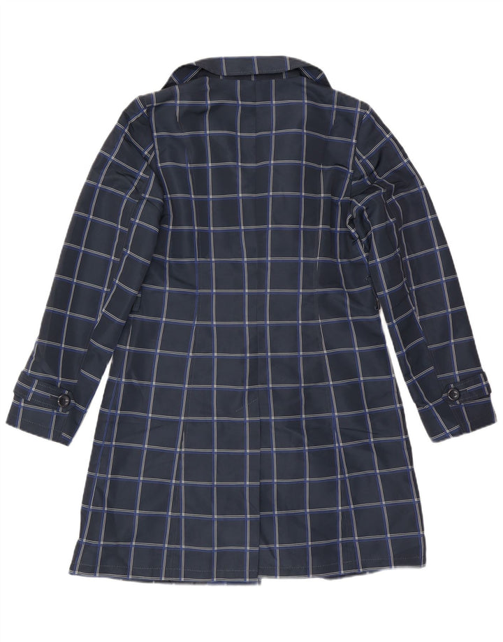 Marks & Spencer Damen Trenchcoat UK 10 Small Marineblau kariertes Polyester