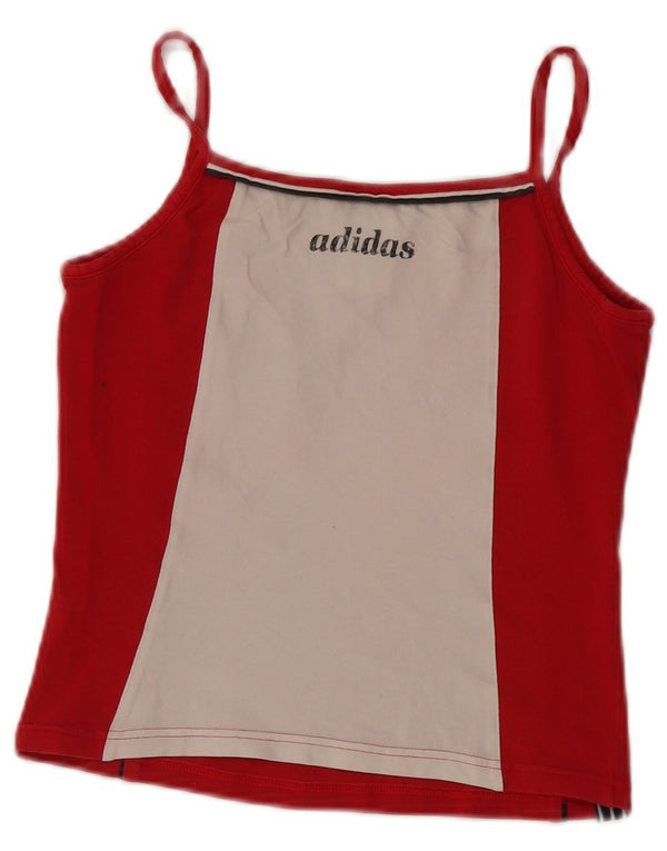 Adidas Damen Crop Graphic Cami Top UK 14 Mittelrote Colourblock-Baumwolle