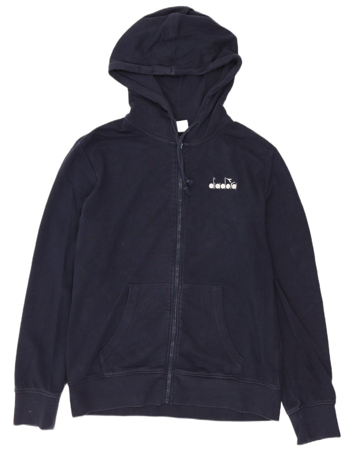 DIADORA Herren-Kapuzenpullover mit Reißverschluss, groß, marineblaue Baumwolle